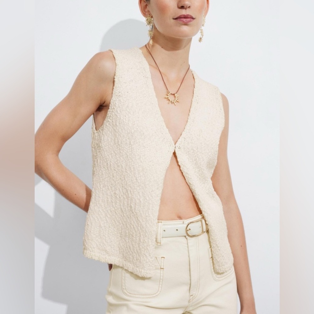 & Other Stories Cream Knitted, Boucle Sleeveless Vest
